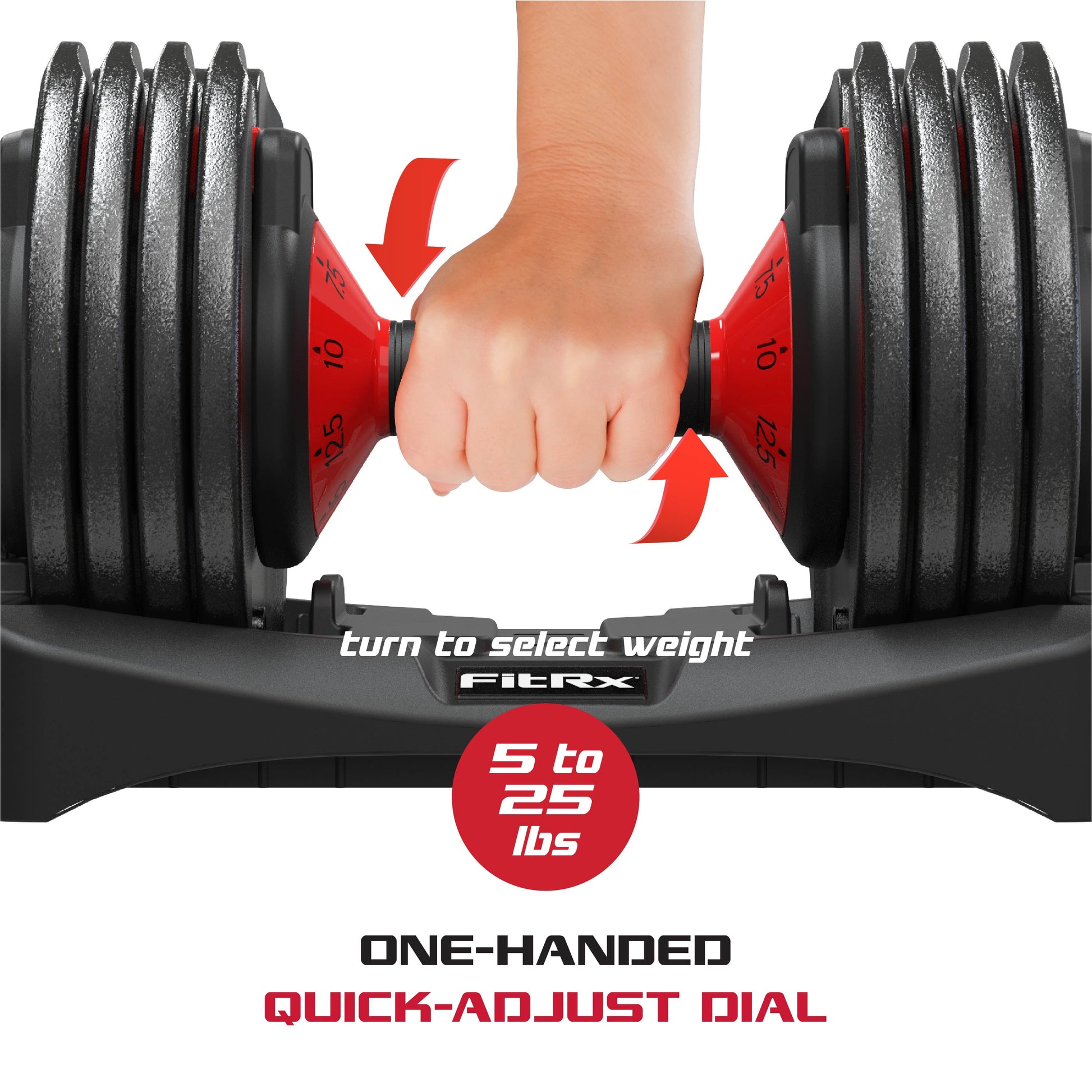 Smartbell, 25Lbs. Quick-Select 9 in 1 Adjustable Dumbbell for Home Gym, 5-25Lbs. Weight in 2.5Lbs Increments